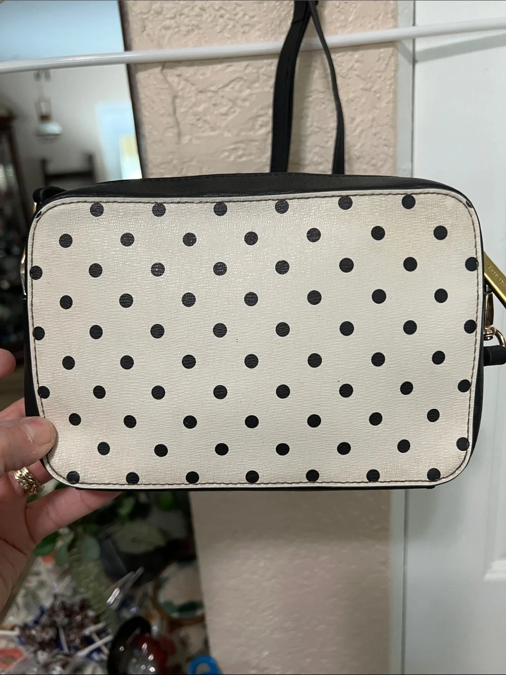 EUC  Kate Spade/ Disney White Polka Dot Crossbody with Black Ears & Red Bow
